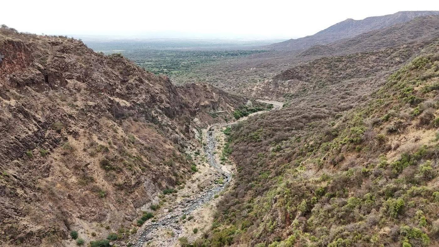 Aerial view of the canyon cut into the Nguruman Escarpment